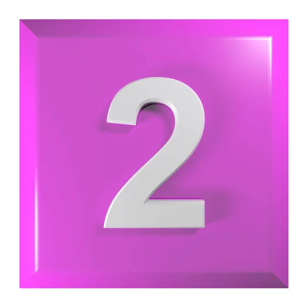 Nummer Paars Roze Vierkant Knopje Witte Achtergrond Weergave Illustratie — Stockfoto