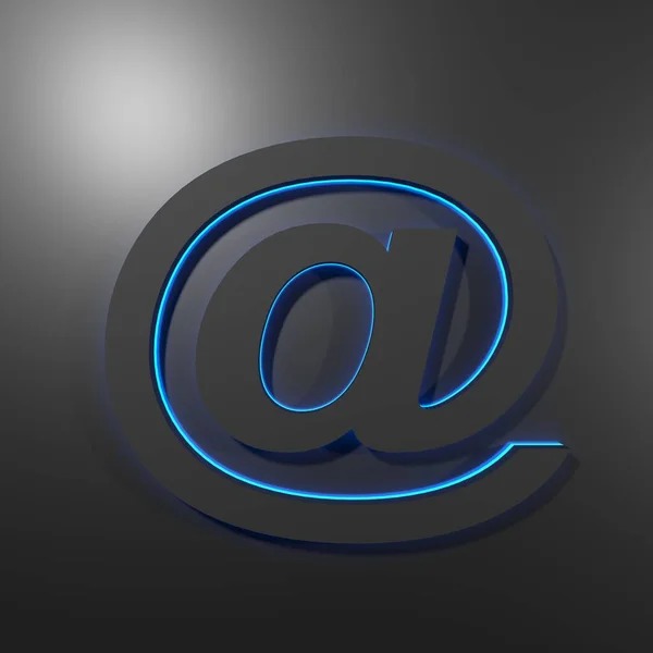 Icon Mail Symbol Black Black Background Blue Backlight Rendering Illustration — 图库照片