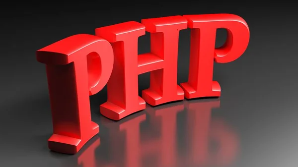 Php Rosso Piegato Scrivere Isolato Sfondo Nero Illustrazione Rendering — Foto Stock