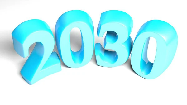 2030 Blue Bent Write Isolated White Background Rendering Illustration — Stock Photo, Image