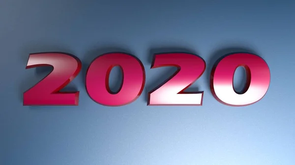 2020 Red Write Isolated Blue Background Rendering Illustration — Stock Photo, Image