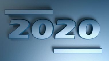 2020 mavi yazı mavi arkaplanda izole edildi - 3D görüntüleme video klibi