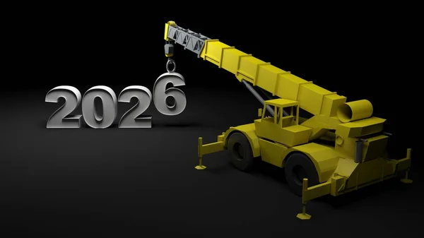 2026 Being Built Crane Rendering Illustration — Stock Photo, Image