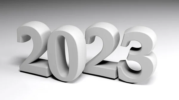 2023 Gray Write Gray Background Rendering Illustration — Stock Photo, Image