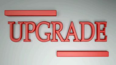 Beyaz arkaplanda kırmızı harflerle UPGRAD yazılacak ve bir taraftan diğerine geçen iki yatay çubuk - 3D görüntüleme videosu