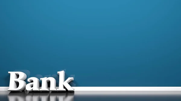 Bank Lutar Sig Mot Blå Vägg Rendering Illustration — Stockfoto