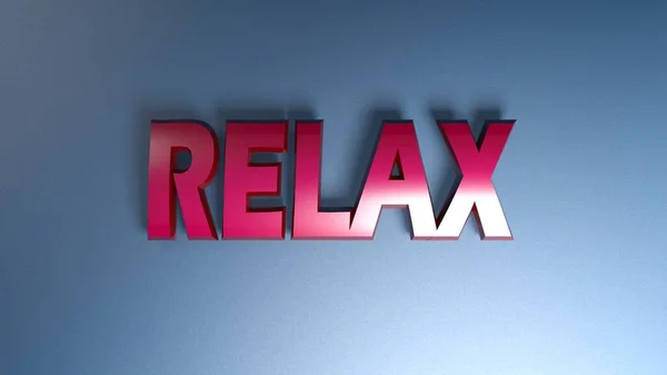 Relax Red Metallic Write Auf Blauem Glänzendem Hintergrund Rendering Illustration — Stockfoto
