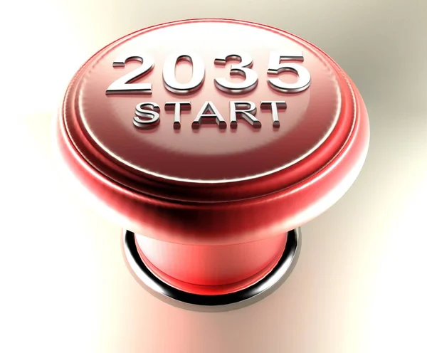 2035 Inicio Botón Rojo Emergencia Ilustración Representación — Foto de Stock