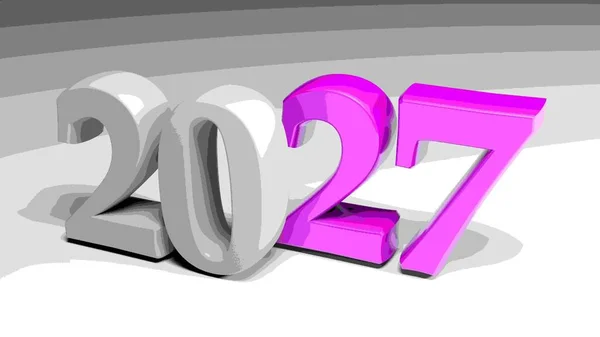 2027灰色背景上的灰色和紫色书写 3D渲染插图 — 图库照片