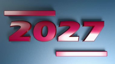 Mavi arkaplanda izole edilmiş mavi sayılarla 2027 yazımı - 3 boyutlu resimleme video klibi