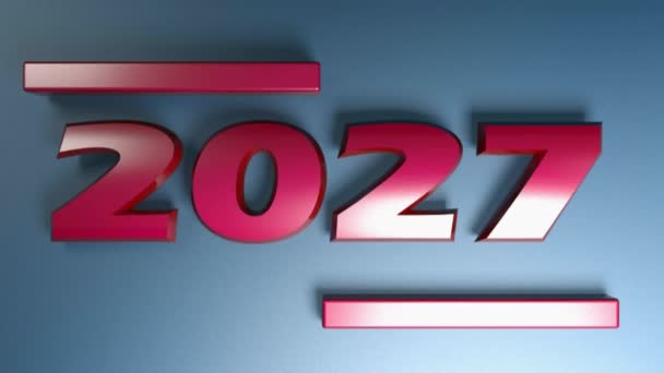 Write 2027 Blue Numbers Isolated Blue Background Rendering Illustration Video — Stock video