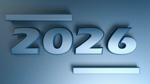 Escritura 2026 Números Azules Aislado Sobre Fondo Azul Representación Ilustración — Vídeos de Stock