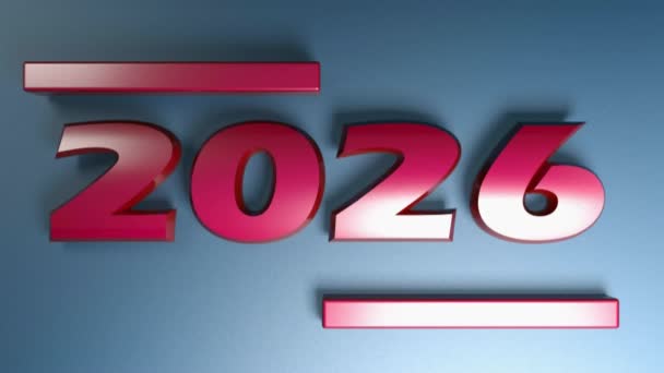 Write 2026 Red Numbers Isolated Blue Background Rendering Illustration Video — Stock video