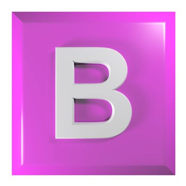 Alfabetik harf B-3D resimleme ile pembe kare basma düğmesi