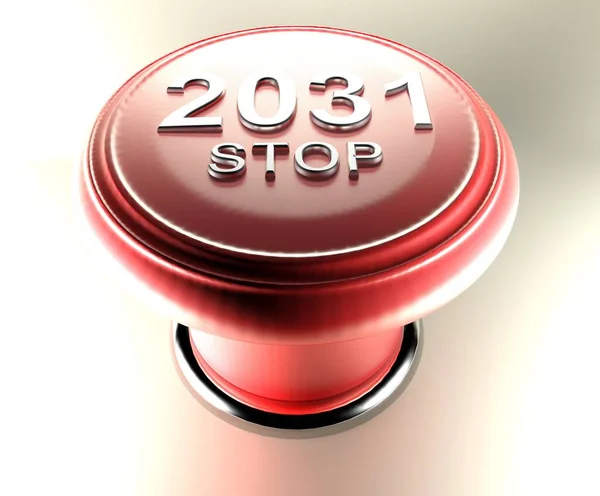 2031 Detener Botón Rojo Emergencia Ilustración Representación — Foto de Stock