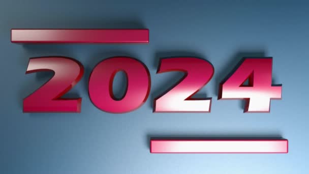 Write 2024 Red Numbers Isolated Blue Background Rendering Illustration Video — Stock video