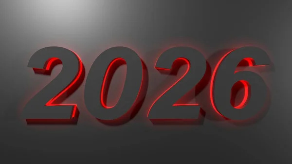 2026 Écriture Noire Sur Surface Noire Avec Rétro Éclairage Rouge — Photo