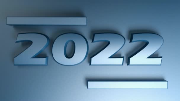 青の背景に隔離された青の数字で2022年の書き込み 3Dレンダリングイラストビデオクリップ — ストック動画