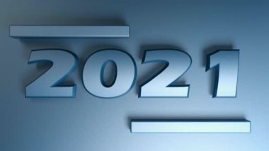 Mavi arkaplanda izole edilmiş mavi sayılarla 2021 yazımı - 3 boyutlu resimleme video klibi