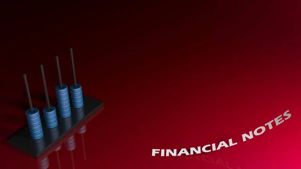右下の赤い背景に赤いそろばんと財務ノート 3Dレンダリングイラスト — ストック写真