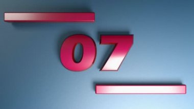 07 numara kırmızı parlak bir yüzey üzerindedir ve iki yatay çizgi bir taraftan diğerine ve arkaya gider - 3D görüntüleme videosu