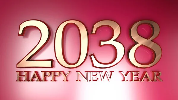 2038 Щаслива Новорічна Мідь Червоному Тлі Малюнок — стокове фото