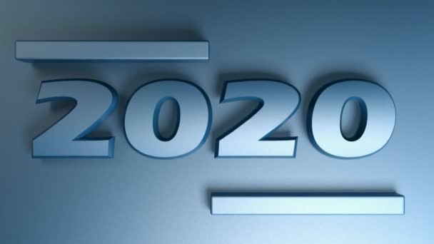 Write 2020 Blue Numbers Isolated Blue Background Rendering Illustration Video — Stock video