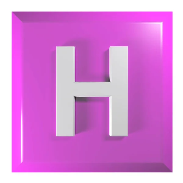 アルファベット文字H付きピンクの四角形のプッシュボタン 3Dレンダリングイラスト — ストック写真