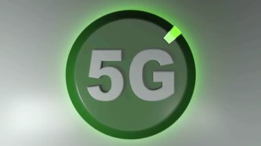 Dönen yeşil imleci ve 5G - 3D canlandırmalı yeşil bir daire.