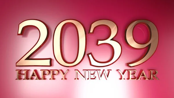 2039 Happy New Year Copper Write Red Background Rendering Illustration — Stock Photo, Image