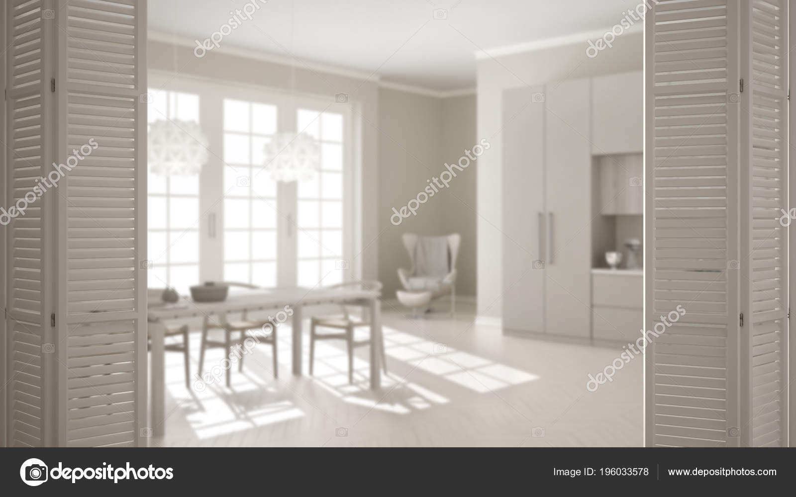 Blanco Puerta Plegable Cocina Clásica Con Mesa Comedor Ventanal ... Blanco Puerta Plegable Cocina Clásica Con Mesa Comedor Ventanal ...