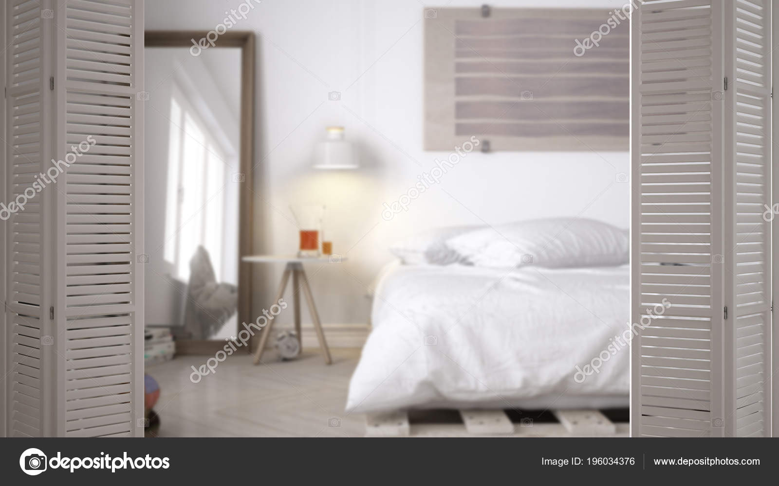 White Folding Door Opening Modern Scandinavian Minimalist