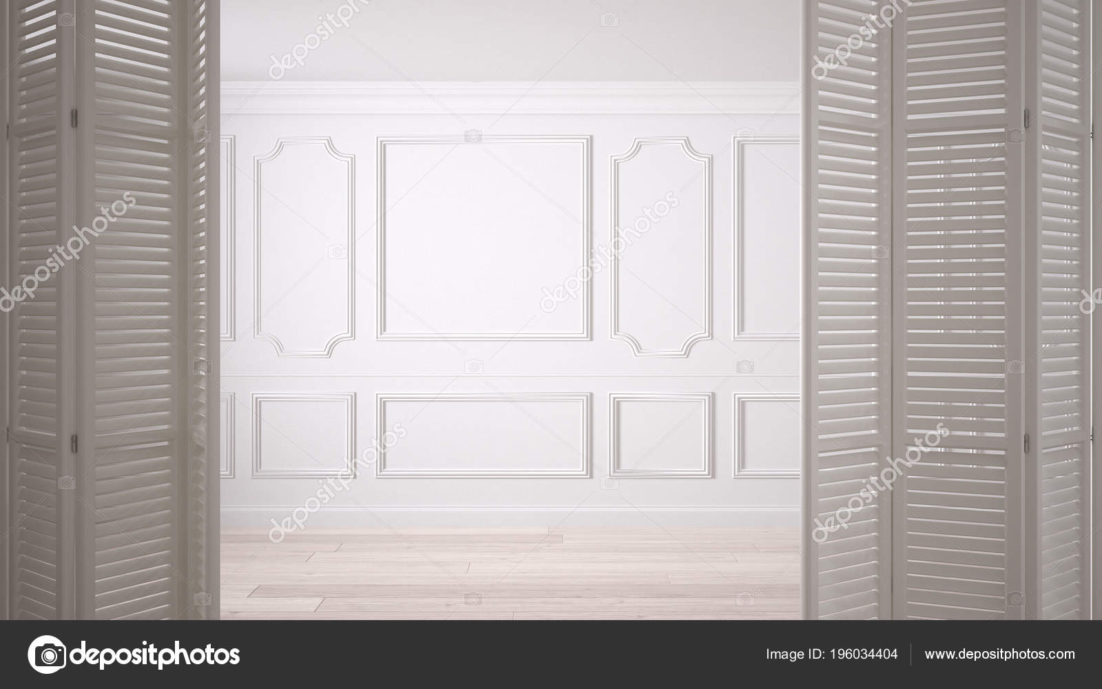 White Folding Door Opening Classic Empty Space Stucco