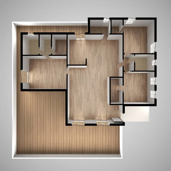 Appartement Flat Bovenaanzicht Plan Doorsnede Interieur Architect Ontwerper Concept Idee — Stockfoto