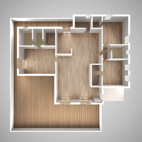 Apartamento Plano Vista Superior Plano Diseño Interiores Sección Transversal Idea — Foto de Stock