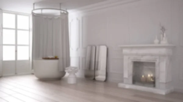 Blur Fundo Design Interiores Banheiro Vintage Espaço Clássico Com Lareira — Fotografia de Stock