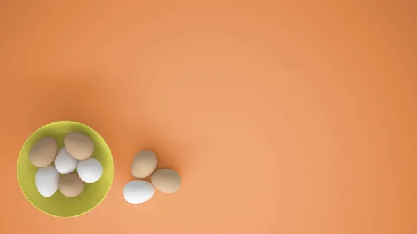 Oeufs Poulet Dans Une Tasse Jaune Sur Table Fond Orange — Photo