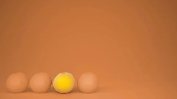 Eccezionale Ogm Libero Contrasti Arancioni Con Arance Arancioni Sfondo Pastello — Foto Stock