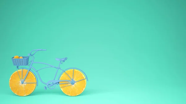 자전거로 슬라이스 오렌지 터키석 파스텔 라이프 스타일 — 스톡 사진