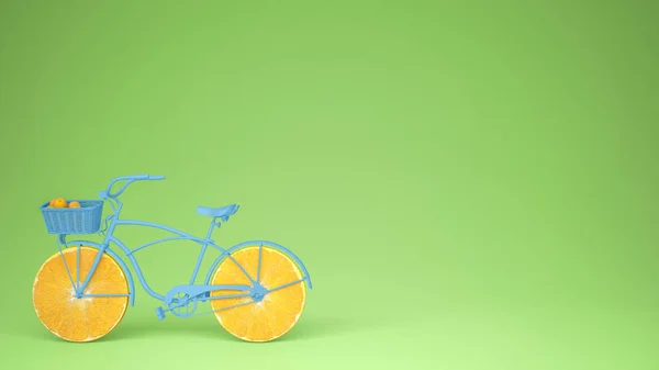자전거 슬라이스 오렌지 바퀴와 파스텔 라이프 스타일 — 스톡 사진