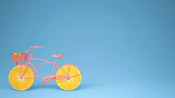 슬라이스 오렌지 자전거 파스텔 라이프 스타일 — 스톡 사진