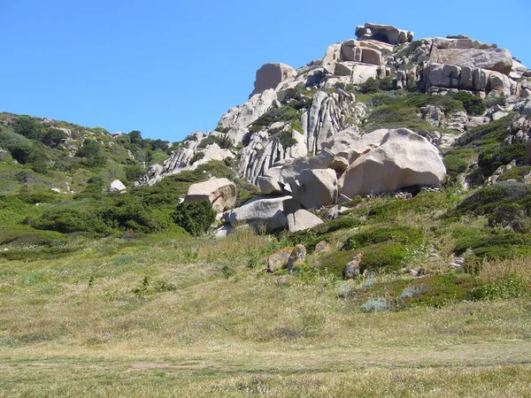 Rocas Granito Con Vegetación Mediterránea Valle Luna Capo Testa Santa — Foto de Stock