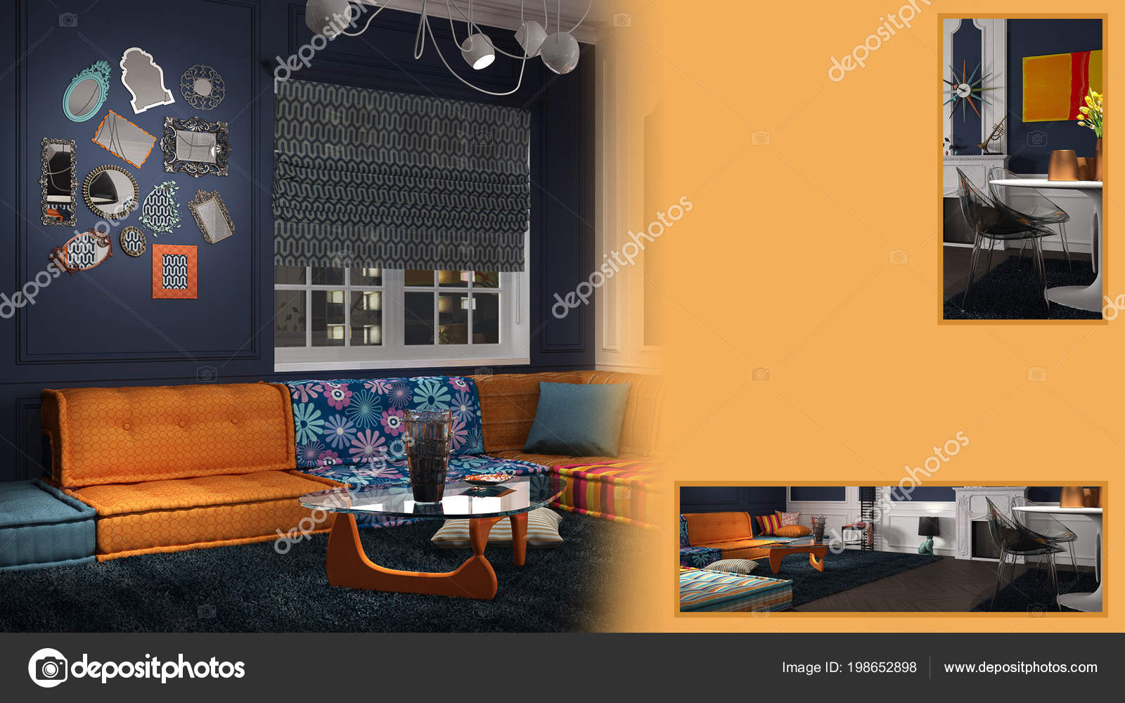 Cozy Living Room Presentation Copy Space Details Closeup