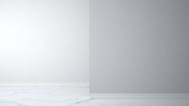 Ön plan duvar ile mermer zemin, konsept mimari iç tasarım ile kopya alanı boş beyaz iç