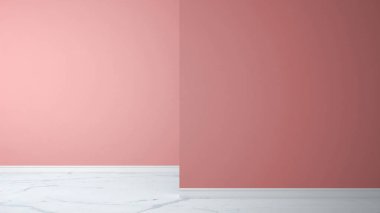 Ön plan duvar ile mermer zemin, konsept mimari iç tasarım ile kopya alanı boş pembe iç