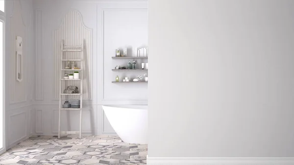 Klassieke Badkamer Een Voorgrond Muur Interieur Design Concept Van Het — Stockfoto