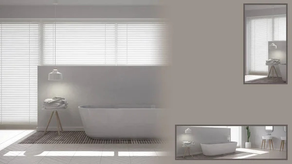 斯堪的纳维亚浴室展示与复制空间和细节特写 建筑师室内设计师概念理念 示例文本空间 — 图库照片