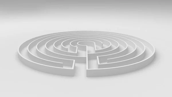 圆白色迷宫迷宫游戏与词条和出口 发现方式概念 背景想法与拷贝空间 — 图库照片