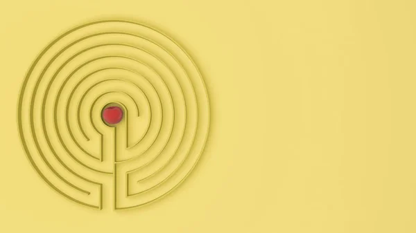 Rodada Labirinto Labirinto Amarelo Jogo Com Entrada Saída Encontrar Caminho — Fotografia de Stock