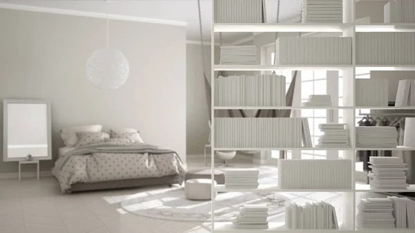 Estantería Primer Plano Estanterías Primer Plano Concepto Diseño Interiores Dormitorio —  Fotos de Stock